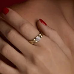 Anillo Aiora Plata Dorada Eguzkilore Plata