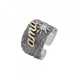 Anillo Ama de Plata y Lámina de Oro