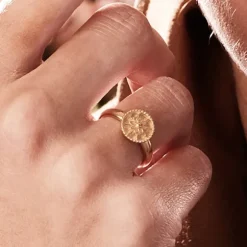 Anillo Anuk Plata Dorada Ajustable