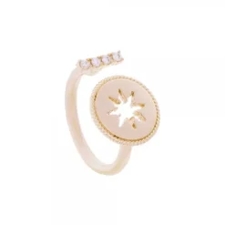 Anillo B2 Plata Dorada y Circonitas