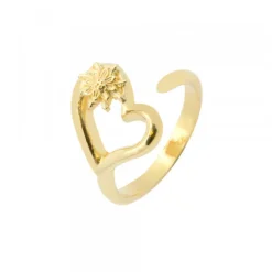 Anillo Bihotza de Plata Dorada