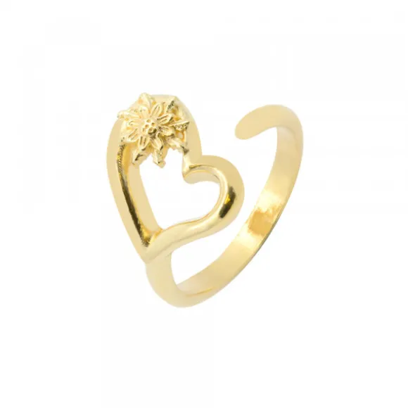 Anillo Bihotza de Plata Dorada