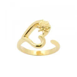 Anillo Bihotza de Plata Dorada