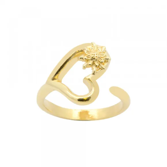 Anillo Bihotza de Plata Dorada