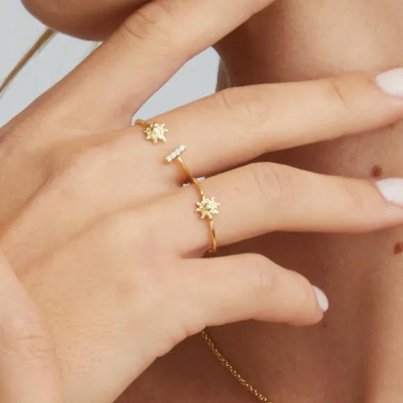 Anillo Eguzkilore Oro Apertura con Brillante