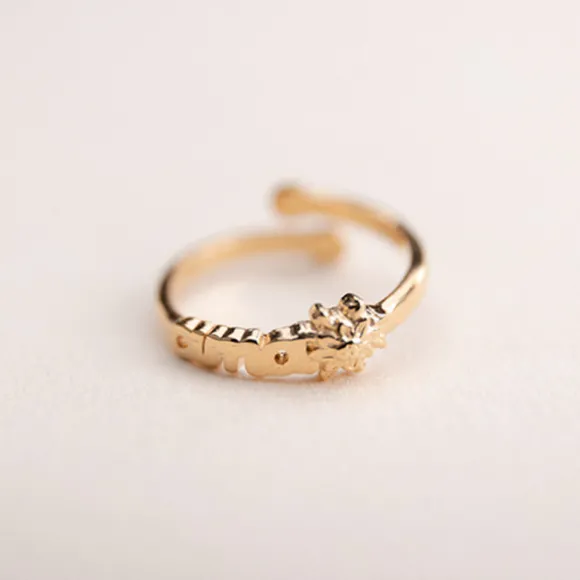 Anillo Letras Ama Plata Dorada