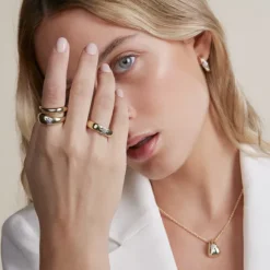 Anillo Olatu Bombé Plata Dorada