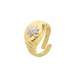 Anillo Sello Grecia Plata Dorada