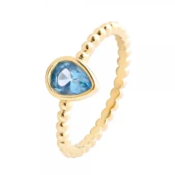 Anillo Trendy Plata Dorada y Zafiro