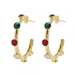 Aros Arrue Plata Dorada y Circonitas