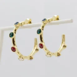 Aros Arrue Plata Dorada y Circonitas