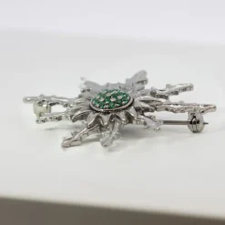 Broche Eguzkilore Plata con Circonitas Verdes 38mm