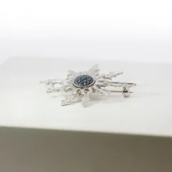 Broche Eguzkilore Plata con Circonitas Azules 38mm