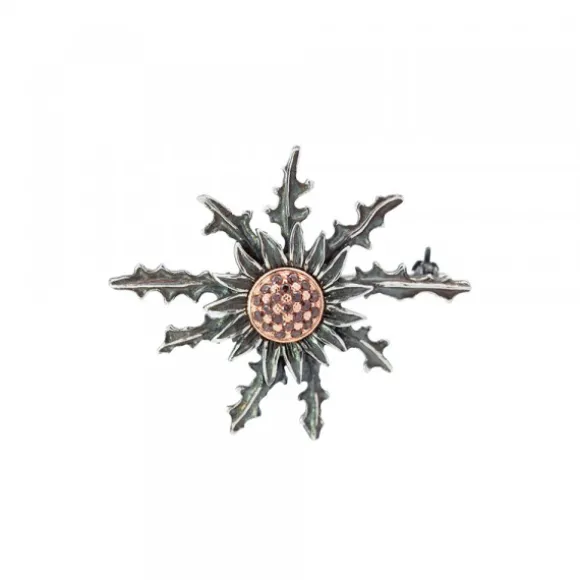 Broche Eguzkilore Plata con Circonitas Verdes 38mm