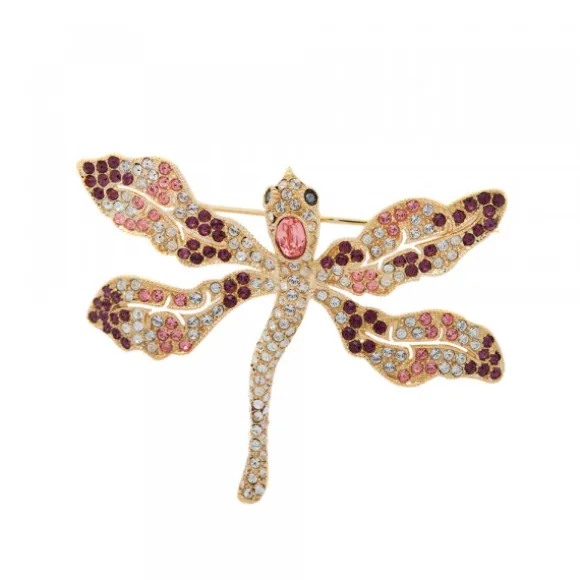 Broche Libélula Plata Dorada Multicolor