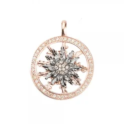 Cerco Eguzkilore Plata Rosa y Circonitas Personalizable