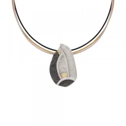 Colgante Almendra Vitoria Plata y Lámina de Oro