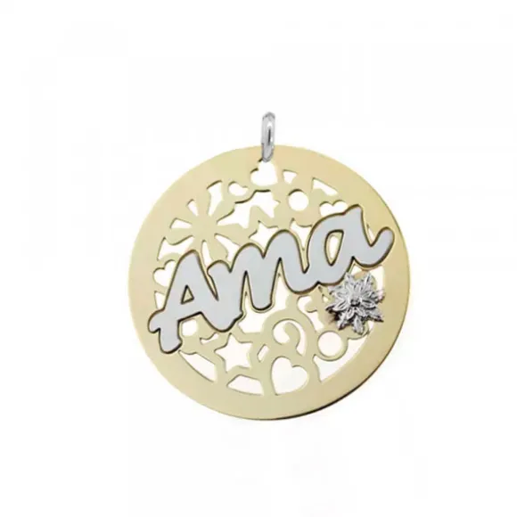 Colgante Ama Calado Plata Dorada Bicolor