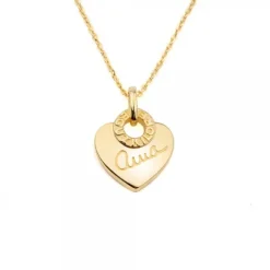 Colgante Ama Corazón Plata Dorada Personalizable