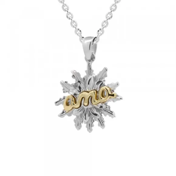 Colgante Ama Eguzkilore Plata Bicolor Personalizable