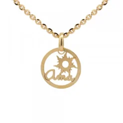 Colgante Ama y Eguzkilore Calado de Plata Dorada