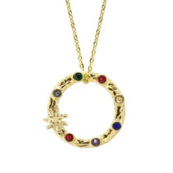 Colgante Arrue Aro Plata Dorada y Circonitas