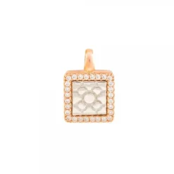 Colgante Baldosa Bilbao Plata Rosa con Circonitas