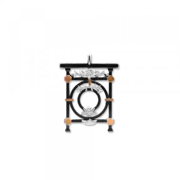 Colgante Baldosa Silueta de Plata con Lámina de Oro