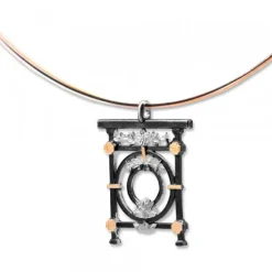 Colgante Baldosa Silueta de Plata con Lámina de Oro