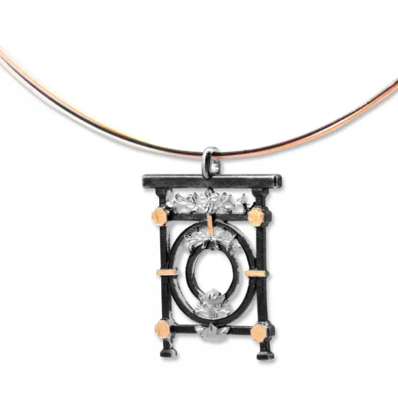 Colgante Baldosa Silueta de Plata con Lámina de Oro