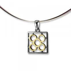 Colgante Baldosa Silueta de Plata con Lámina de Oro