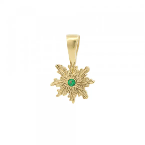 Colgante Basic Colors Plata Dorada y Circonita Verde 10mm