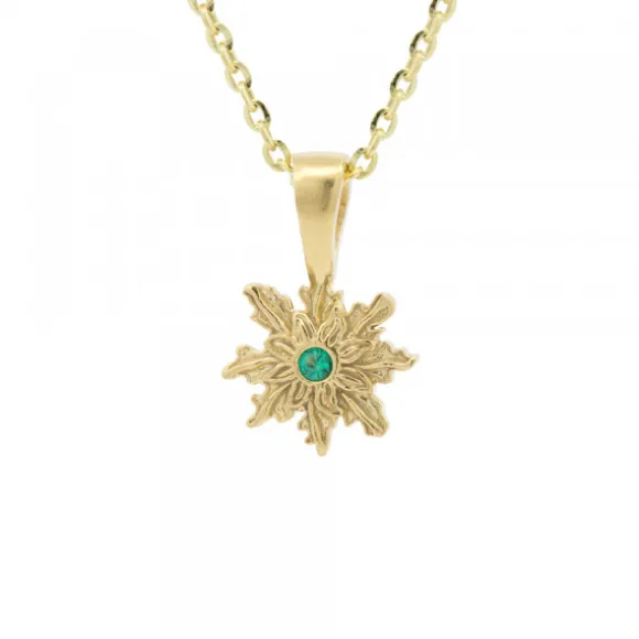 Colgante Basic Colors Plata Dorada y Circonita Verde 10mm