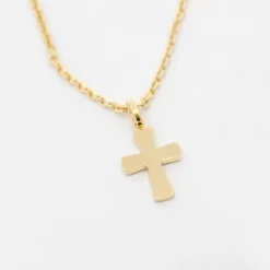 Colgante Cruz Plata Dorada 14mm