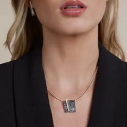 Colgante Cuadrado Flysch Plata con Lámina de Oro