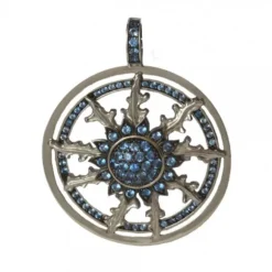 Colgante Doble Cerco Plata y Circonitas Azules