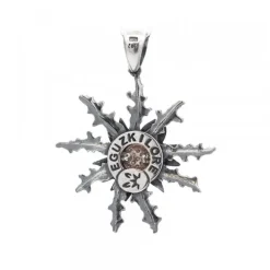 Colgante Eguzkilore 37mm Plata Envejecida y Circonitas Marrones