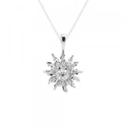 Colgante Eguzkilore Oro Blanco y Brillante 14mm