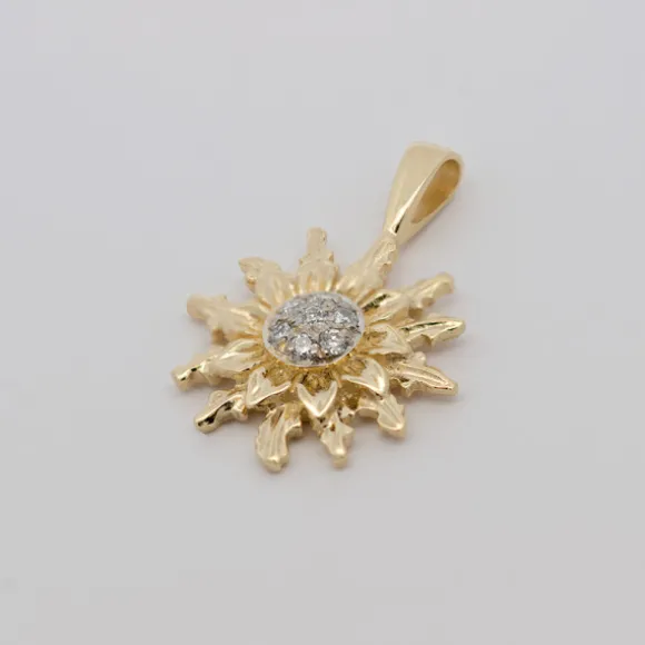 Colgante Eguzkilore Oro y Diamantes 14mm