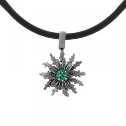 Colgante Eguzkilore Plata Negra y Circonitas Verdes 21mm