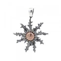 Colgante Eguzkilore Plata Envejecida y Rosa 37mm