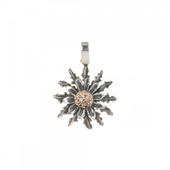 Colgante Eguzkilore Plata Negra y Circonitas Rosa 21mm