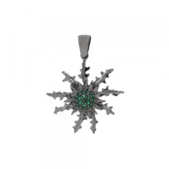 Colgante Eguzkilore Plata Negra y Circonitas Verdes 29mm