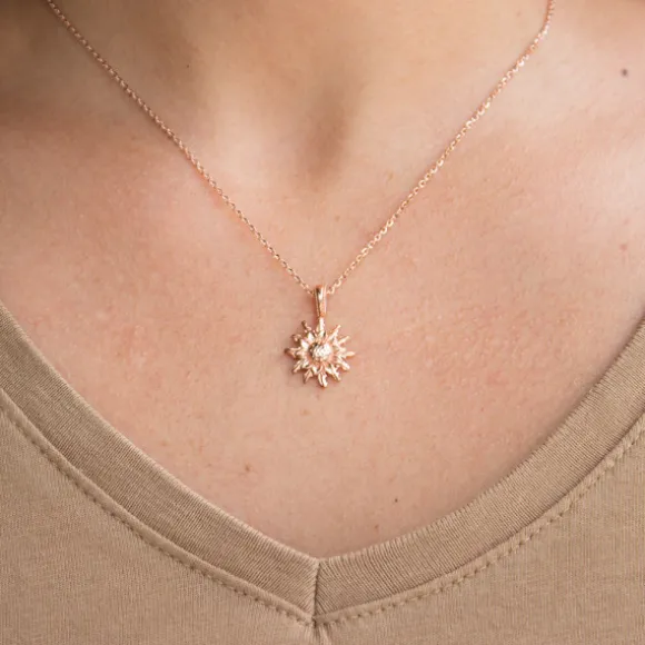 Colgante Eguzkilore Plata Rosa 14mm