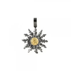 Colgante Eguzkilore Plata Negra y Dorado 21mm