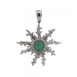 Colgante Eguzkilore Rutenio y Circonitas Verdes 37mm