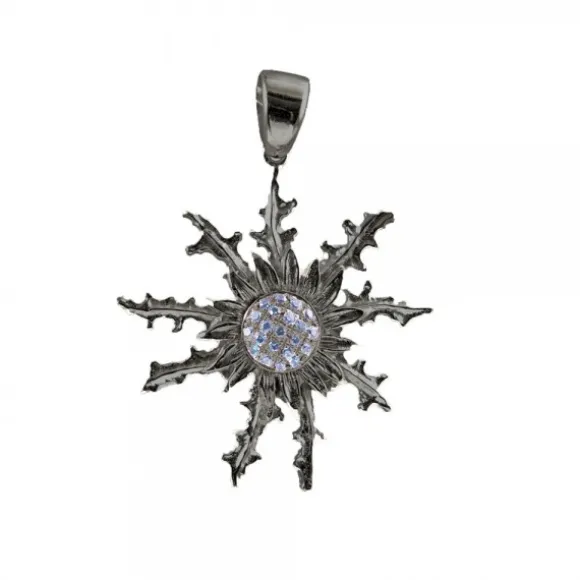 Colgante Eguzkilore Rutenio y Circonitas Azules 37mm