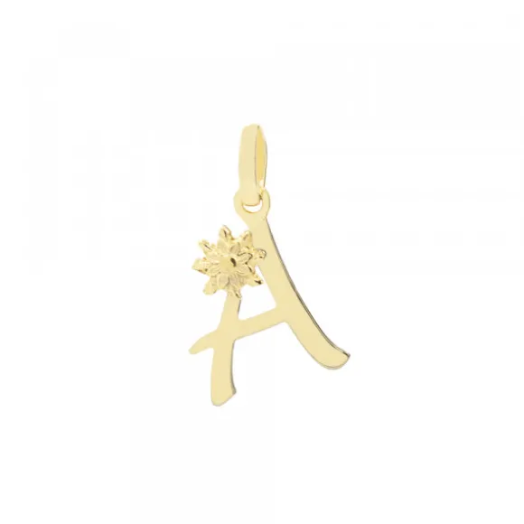 Colgante Inicial de Plata Dorada 14mm