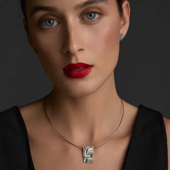 Colgante Irulegi Cuadrado Plata y Lámina de Oro