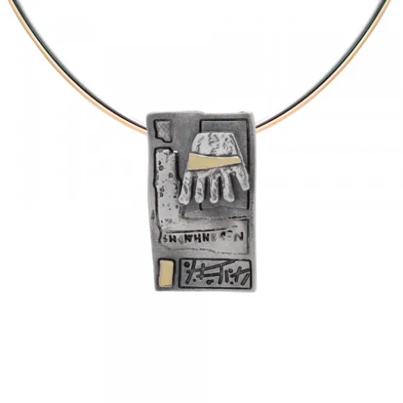 Colgante Irulegi Cuadrado Plata y Lámina de Oro